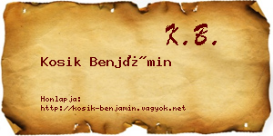 Kosik Benjámin névjegykártya